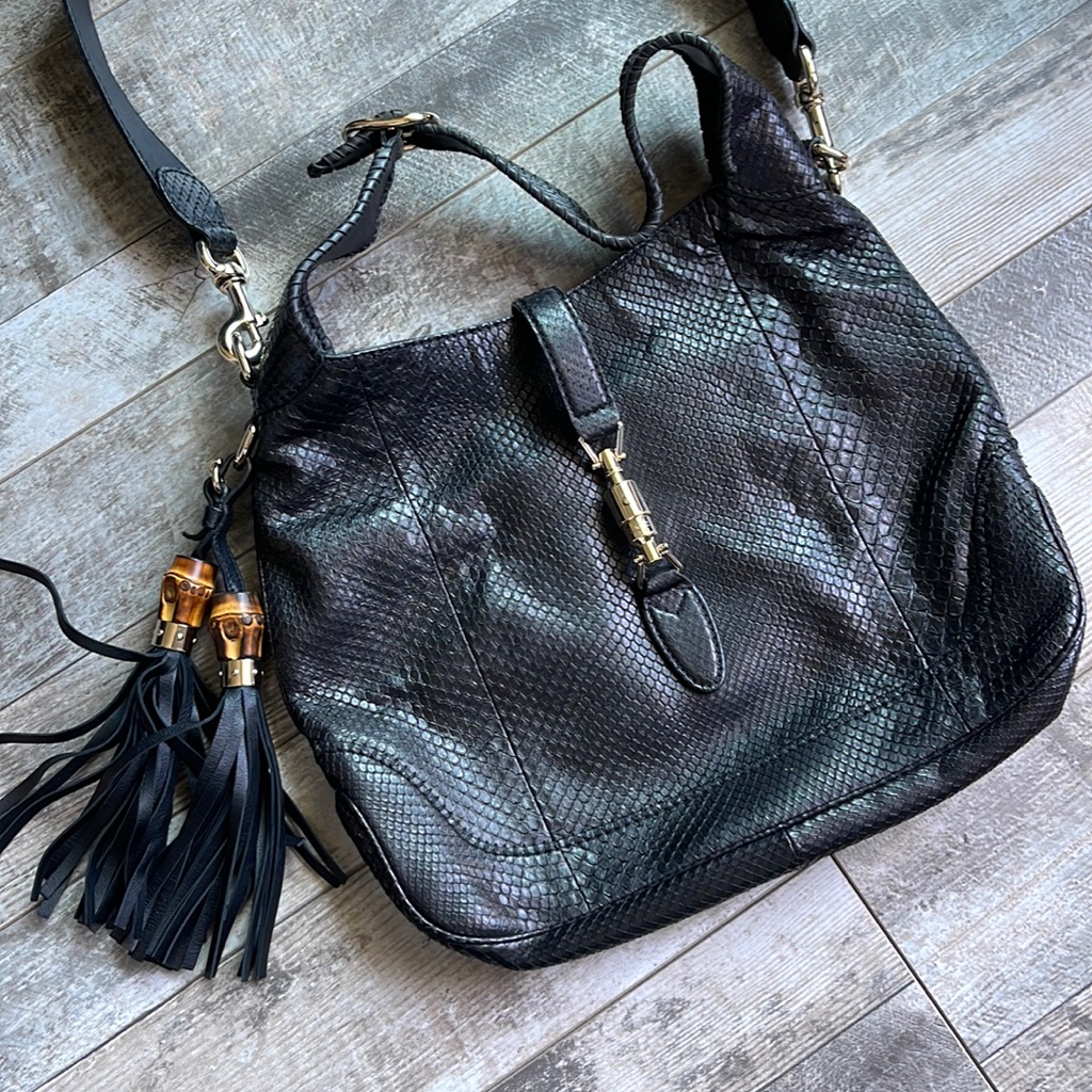 Gucci Large New Jackie Black Python